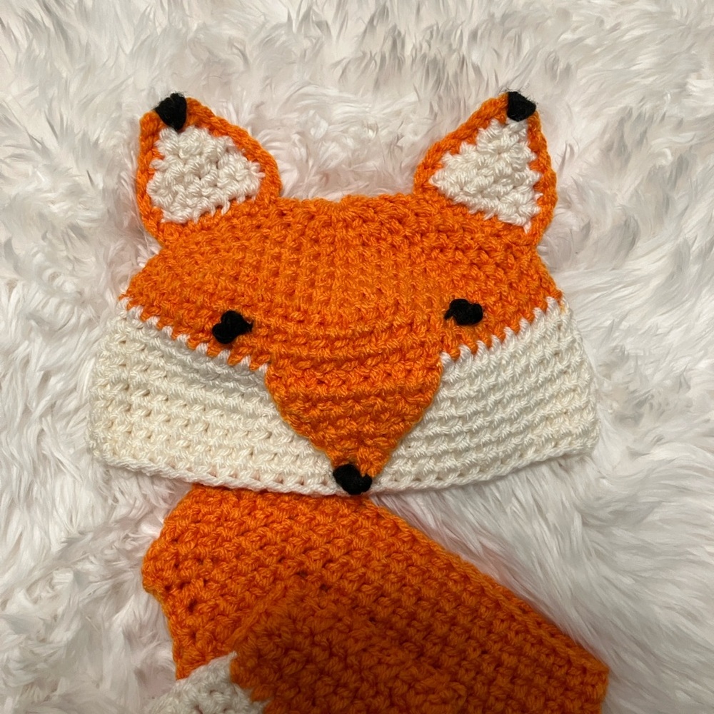 Orange and White Fox crocheted photo prop outfit